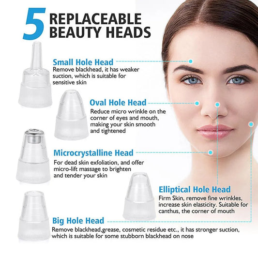 5 in 1 Electric Blackhead Acne Oil Remover Vacuum Suction Face Pore Cleaner Machine