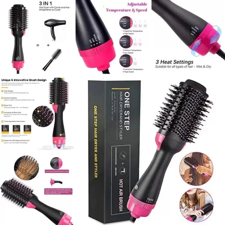 One Step Hair Dryer and Volumizer for Women – 3 in 1 Hair Styler | Hot Air Brush | Blow Dryer Brush | Hair Straightener and Curler | Hair Dryer Brush for Girls | Hair Straightener Comb