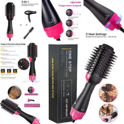One Step Hair Dryer and Volumizer for Women – 3 in 1 Hair Styler | Hot Air Brush | Blow Dryer Brush | Hair Straightener and Curler | Hair Dryer Brush for Girls | Hair Straightener Comb
