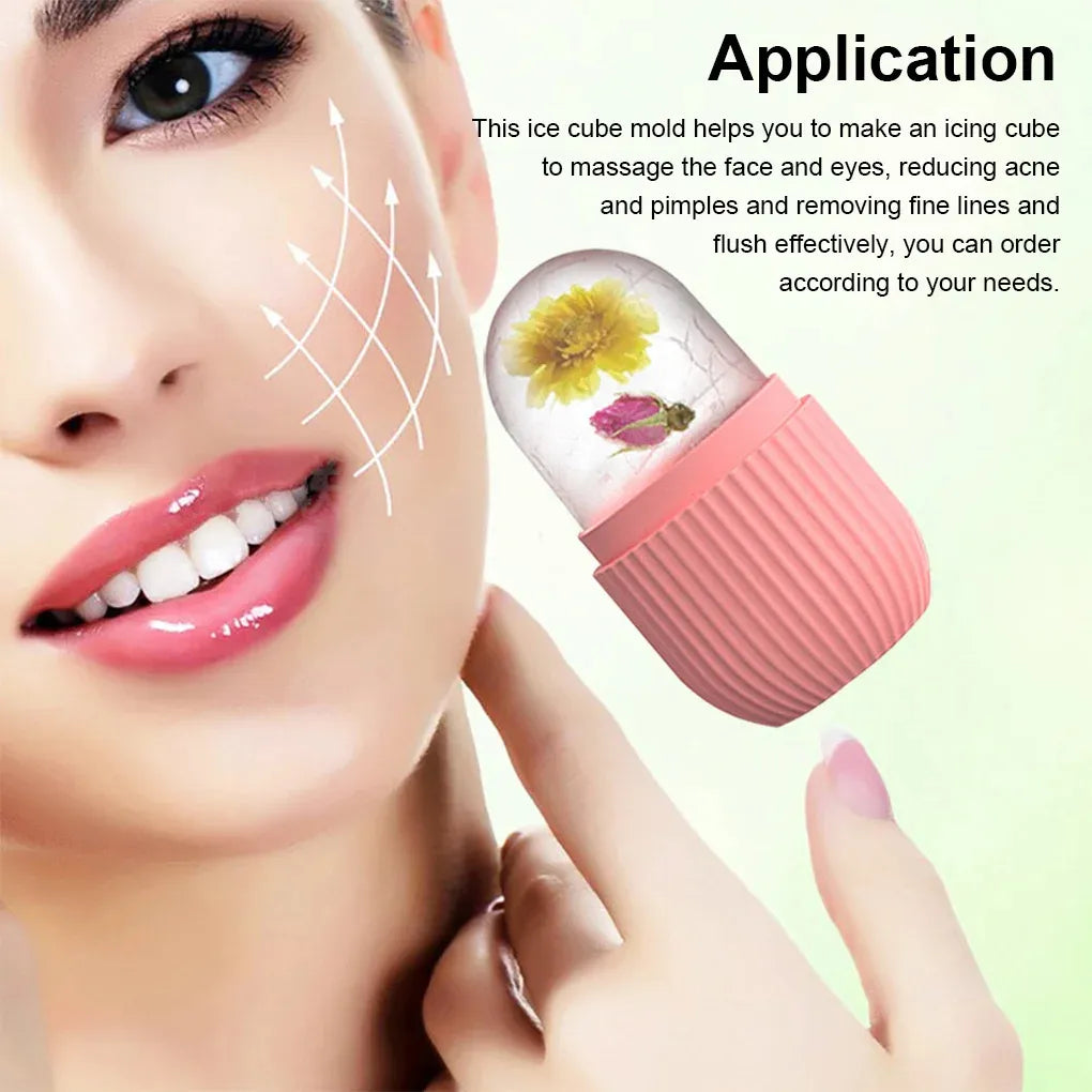 Silicon Ice Roller for Face - Facial Massage Tool for Glow & Anti-Wrinkle - De-Puffing Eyes & Tightening Skin