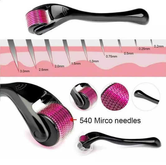 Derma Roller 0.5mm Hair & Skin System with 540 Micro Needle for Hair Growth Skin Care Beauty Tool for Anti-Aging Skin Repair, Anti Wrinkles Stretch, and Acne Scars Removal for Men and Women