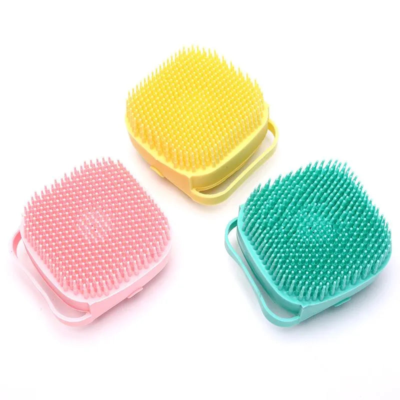 Silicon Bath Body Brush, Exfoliating Body Scurb Brush with Soap Dispenser, 2 in 1 Ultra Soft Bath Sponge Shower Brush and Body Massager, Baby Shower Brush, Shampoo and Gel Dispenser, Loofah Brush, Body Cleaning Scrubber for Man, Women and Children
