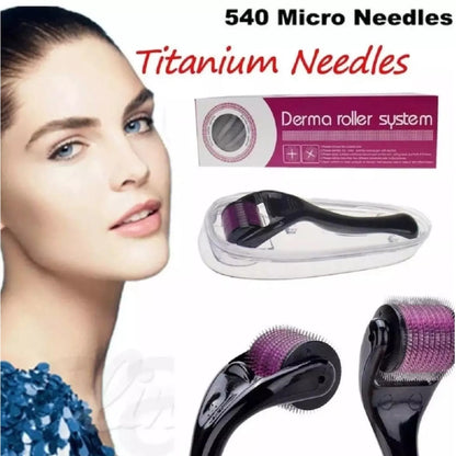 Derma Roller 0.5mm Hair & Skin System with 540 Micro Needle for Hair Growth Skin Care Beauty Tool for Anti-Aging Skin Repair, Anti Wrinkles Stretch, and Acne Scars Removal for Men and Women