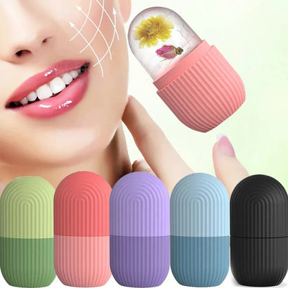 Silicon Ice Roller for Face - Facial Massage Tool for Glow & Anti-Wrinkle - De-Puffing Eyes & Tightening Skin