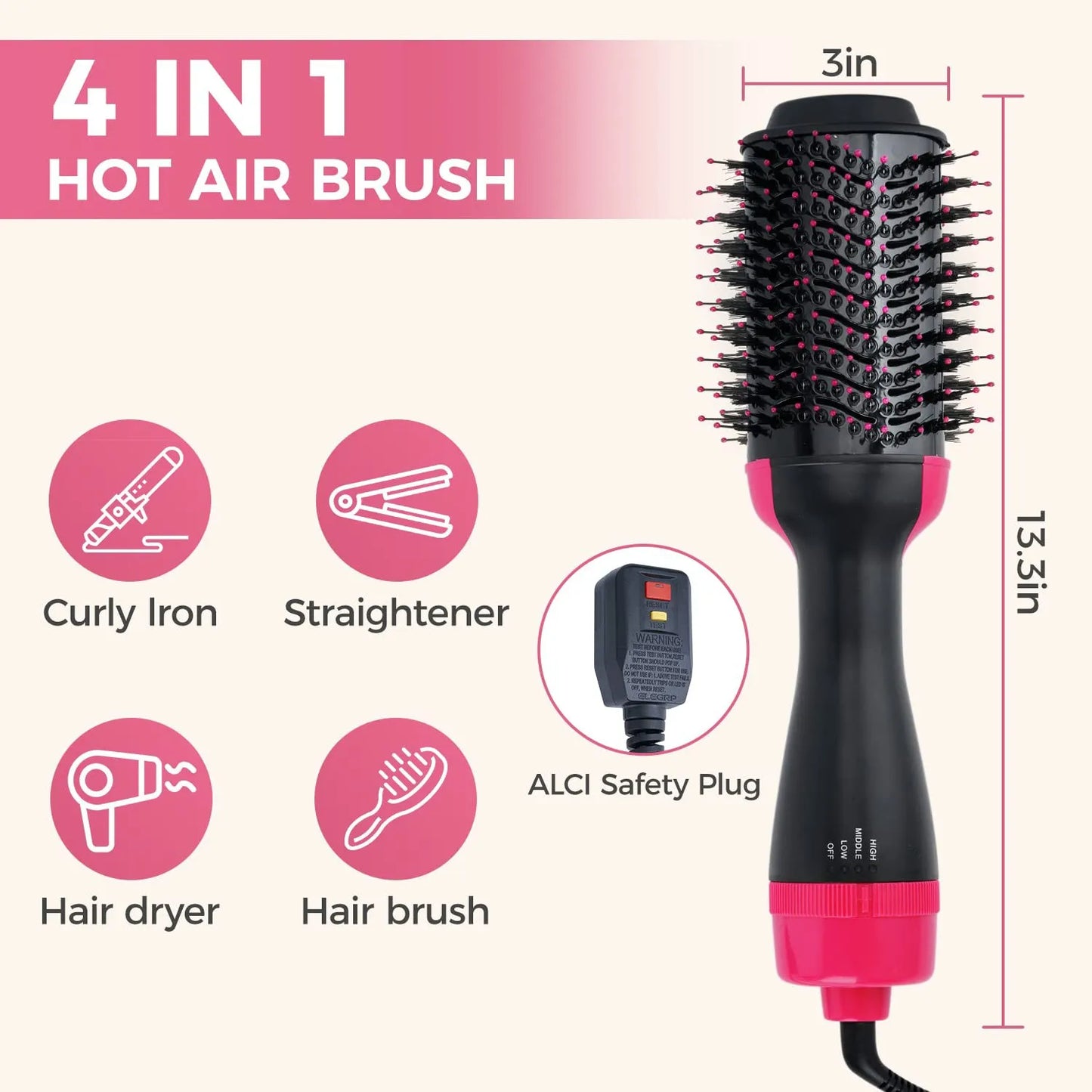 One Step Hair Dryer and Volumizer for Women – 3 in 1 Hair Styler | Hot Air Brush | Blow Dryer Brush | Hair Straightener and Curler | Hair Dryer Brush for Girls | Hair Straightener Comb