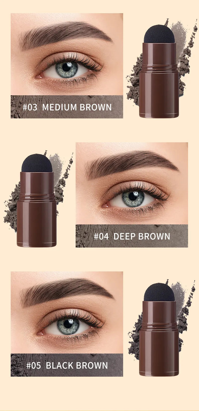 One Step Eyebrow Stamp Shaping Kit Brow Powder Stamp Makeup with 3 Reusable Eyebrow Stencils and Eyebrow Pen Brushes Hairline Powder Long Lasting Buildable Eyebrow Makeup