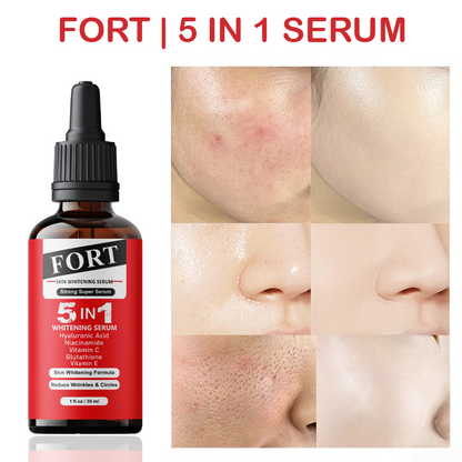 FORT 5 IN 1 Whitening Serum for Face - Anti-Aging, Dark Spot Correcting, and Whitening Serum for Glowing Skin | Glass Skin Care Products 30ML