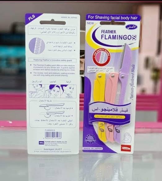 Original Japanese Pack Of 3- Feather Flamingo Facial Razor for Face, Eyebrows & Body shaving | 3-Piece Facial Touch-up Razor