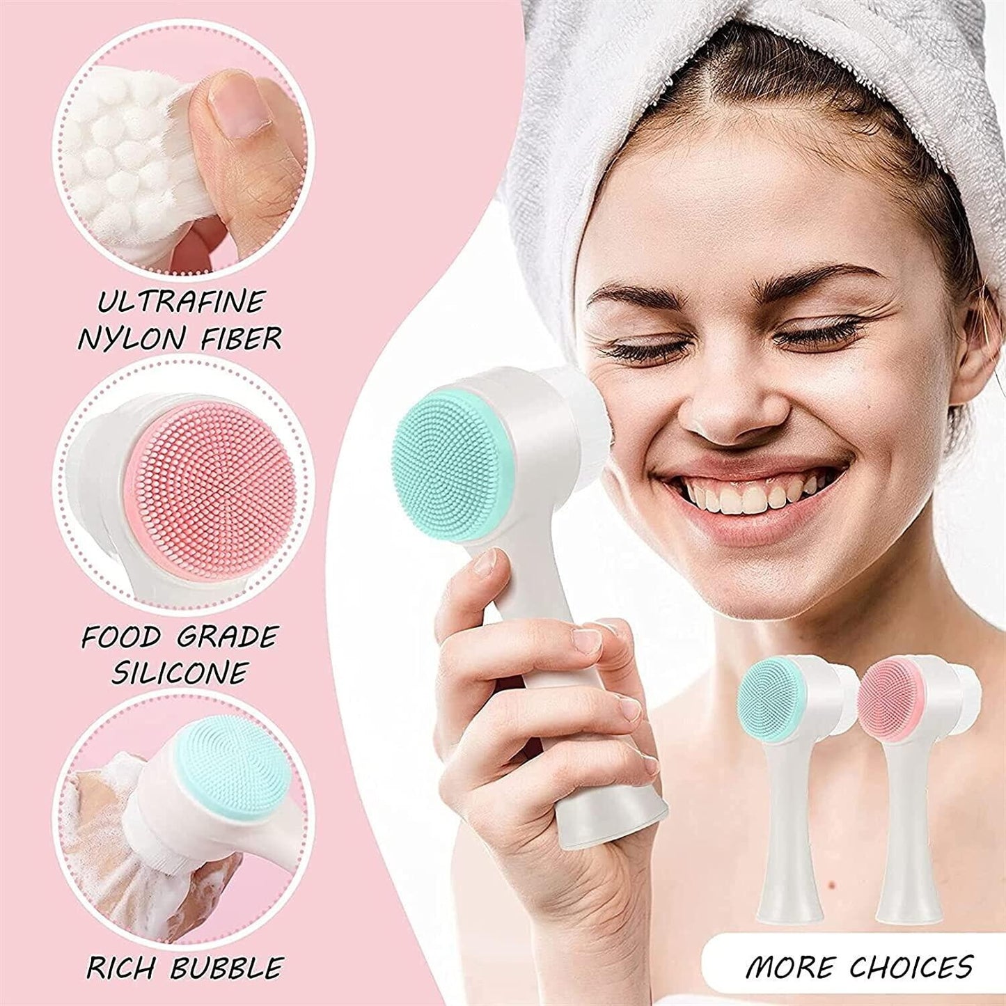 Double-Sided Face Cleansing Brush Silicone Facial Deep Cleaning Pore Cleaner Massage Skin Care Cleanser Blackhead Removal