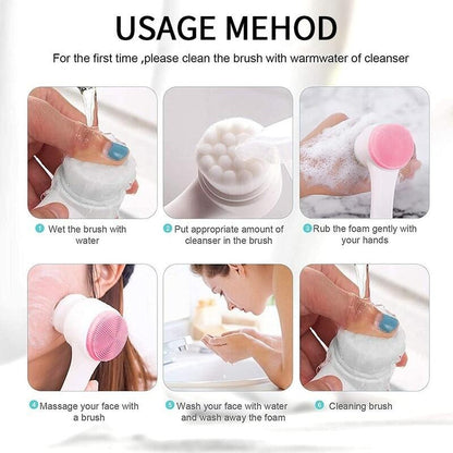 Double-Sided Face Cleansing Brush Silicone Facial Deep Cleaning Pore Cleaner Massage Skin Care Cleanser Blackhead Removal