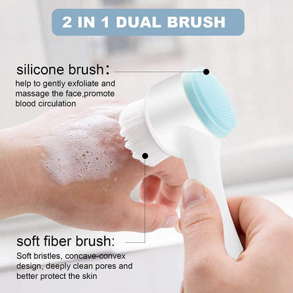 Double-Sided Face Cleansing Brush Silicone Facial Deep Cleaning Pore Cleaner Massage Skin Care Cleanser Blackhead Removal