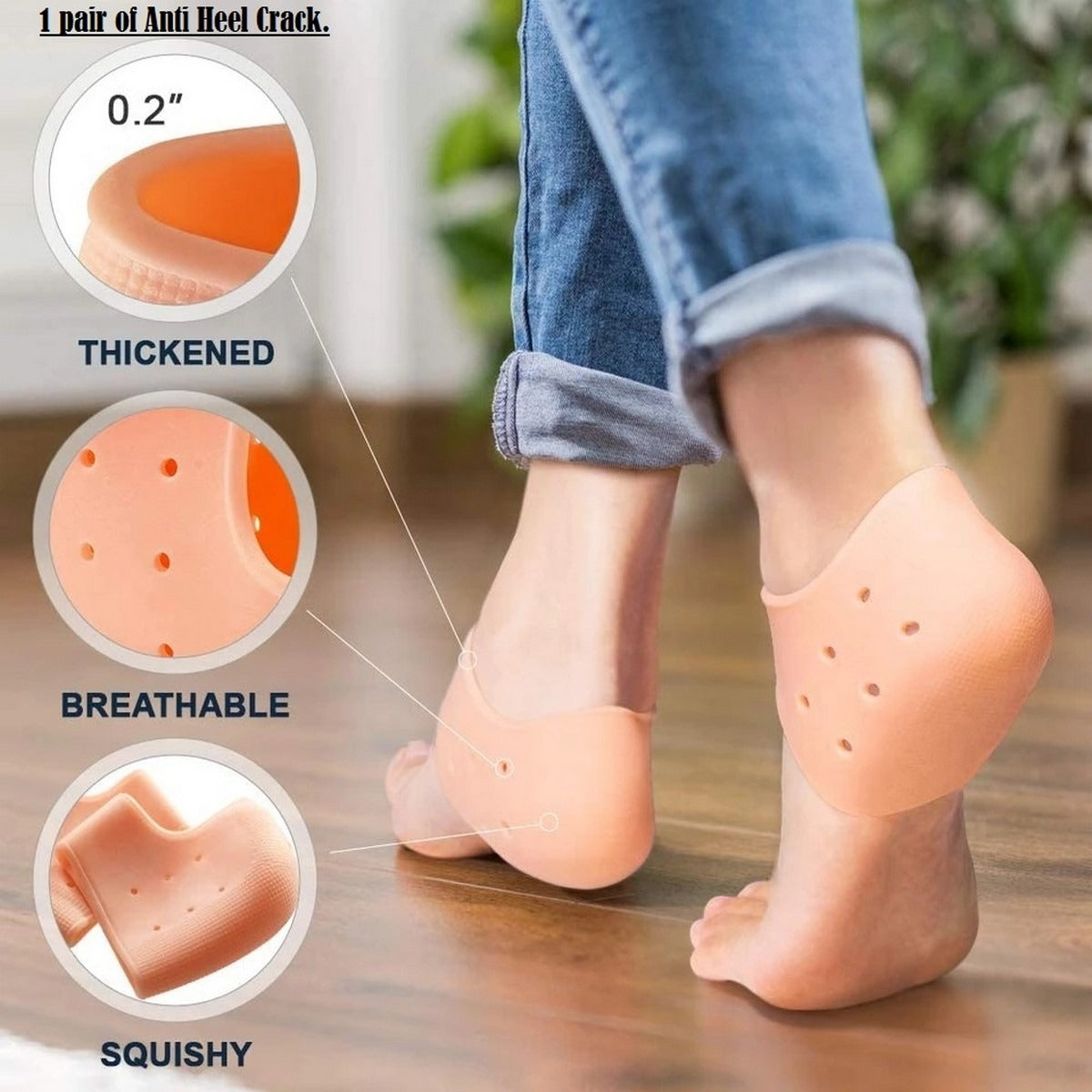 Silicone Gel Heel Pad Socks For Pain Relief And Anti Crack Heel 1 Pair Heel Cups Heel Guards Heel Protectors Heel Sleeves For Relieve Heel Pads Cushion Heel Pain, Heal Dry Cracked Heels, Achilles Tendinitis, For Men & Women